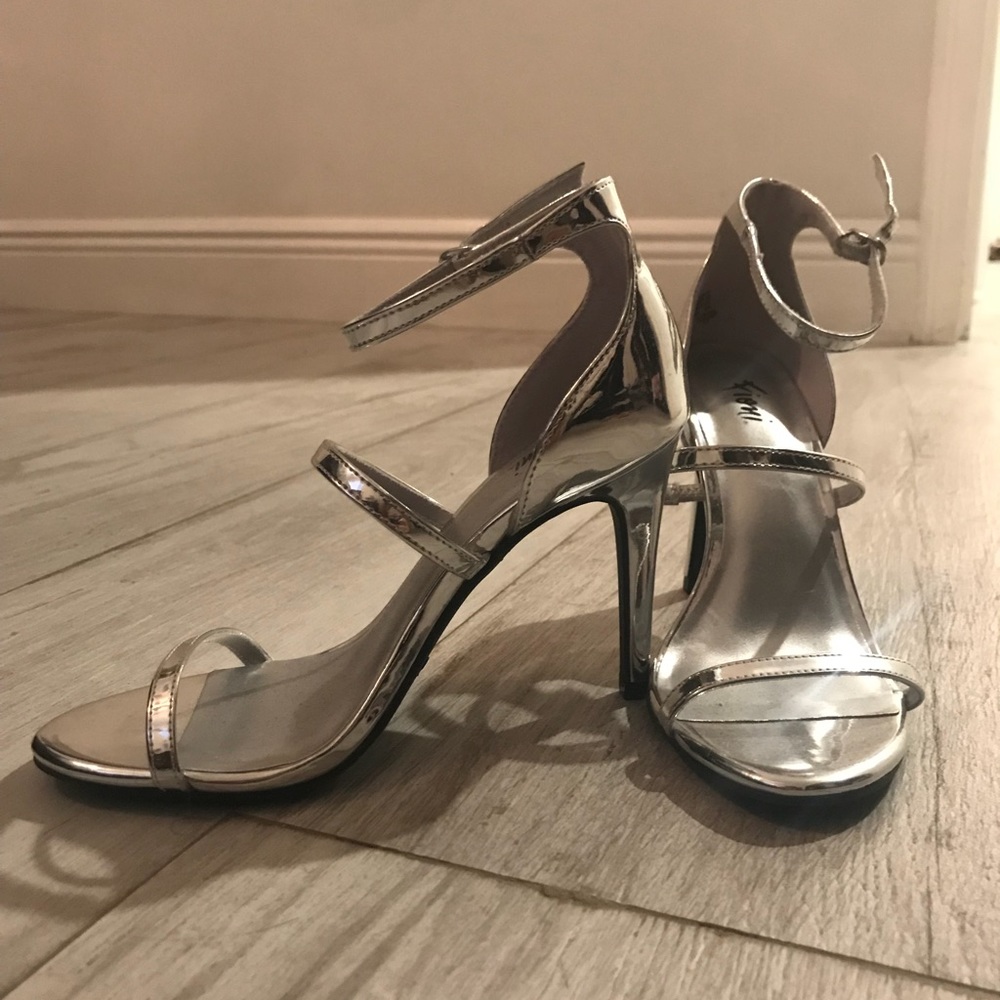 Silver strappy high heels